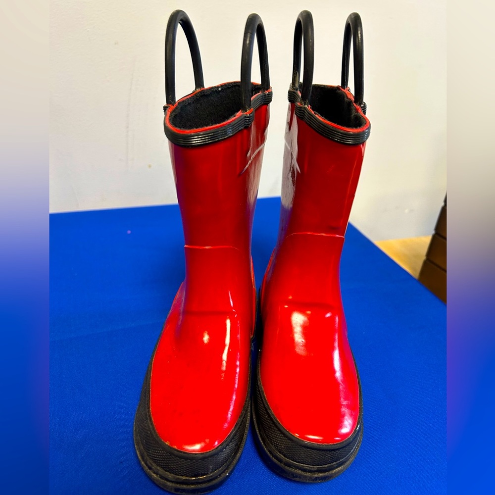 Toddler Red Rain Boots with Black detail